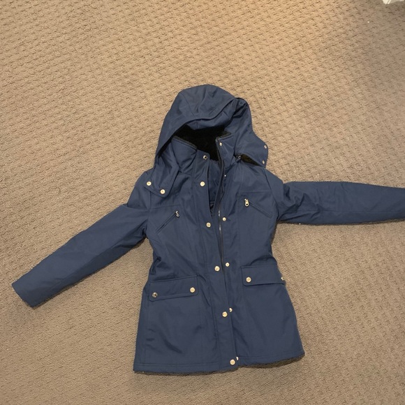 Jessica Simpson Navy Winter Coat with Gold Buttons - Picture 1 of 4